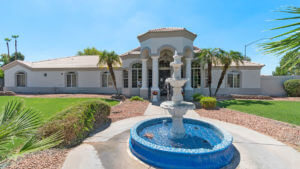 Fountain and front of Jones Family Care Home